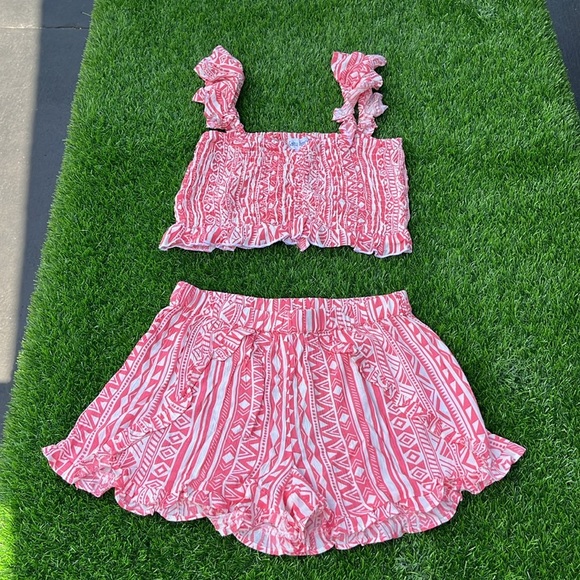 SALTY LEMON Tribal Print Cover Up Top & Shorts Matching Set size small - Picture 3 of 10